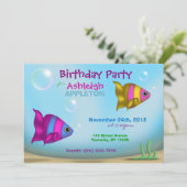 Unterwasserfisch - Kindergeburtstag Party Einladun Einladung (Stehend Vorderseite)