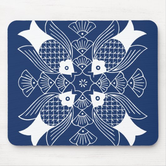 Unterwasserfischdesign mit blauem Hintergrund Mousepad (Vorne)