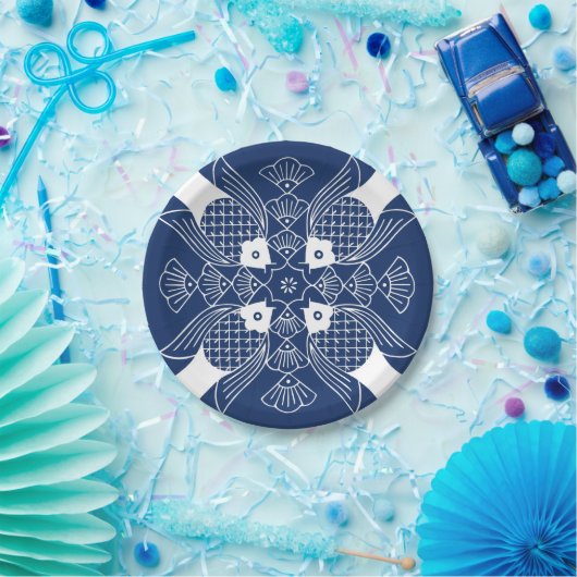 Unterwasserfischdesign mit blauem Hintergrund Pappteller (Party)