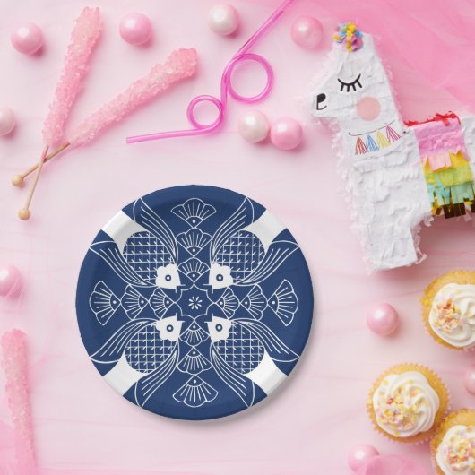 Unterwasserfischdesign mit blauem Hintergrund Pappteller (Party)