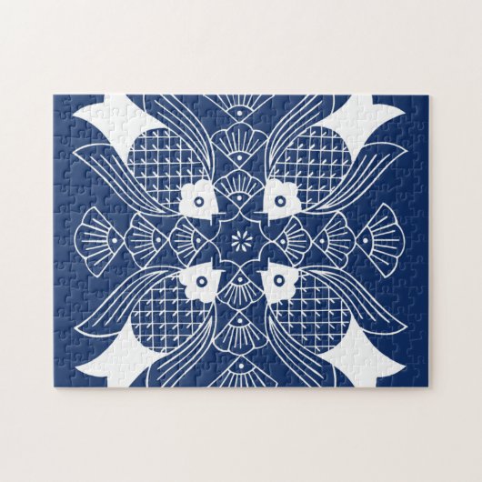 Unterwasserfischdesign mit blauem Hintergrund Puzzle (Horizontal)