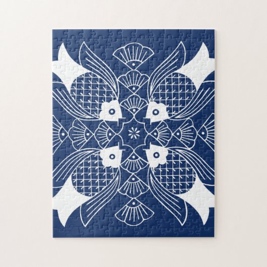 Unterwasserfischdesign mit blauem Hintergrund Puzzle (Vertikal)