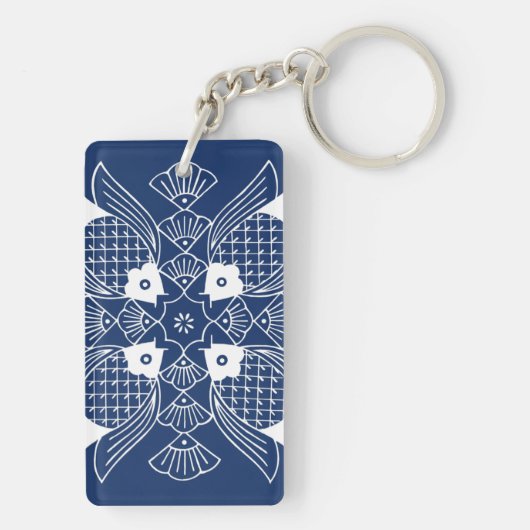 Unterwasserfischdesign mit blauem Hintergrund Schlüsselanhänger (Rückseite)