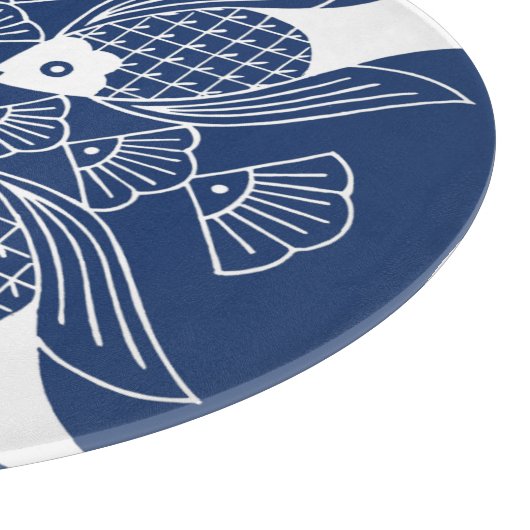 Unterwasserfischdesign mit blauem Hintergrund Schneidebrett (Ecke)
