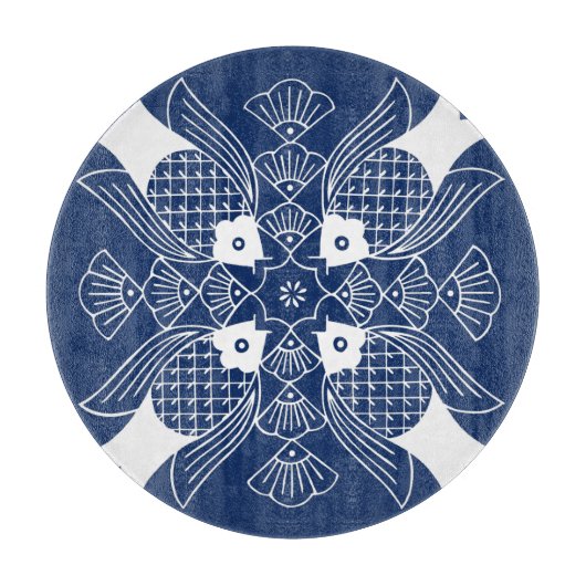 Unterwasserfischdesign mit blauem Hintergrund Schneidebrett (Vorderseite)