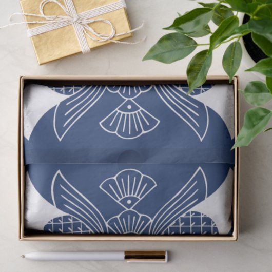 Unterwasserfischdesign mit blauem Hintergrund Seidenpapier (Geschenk)