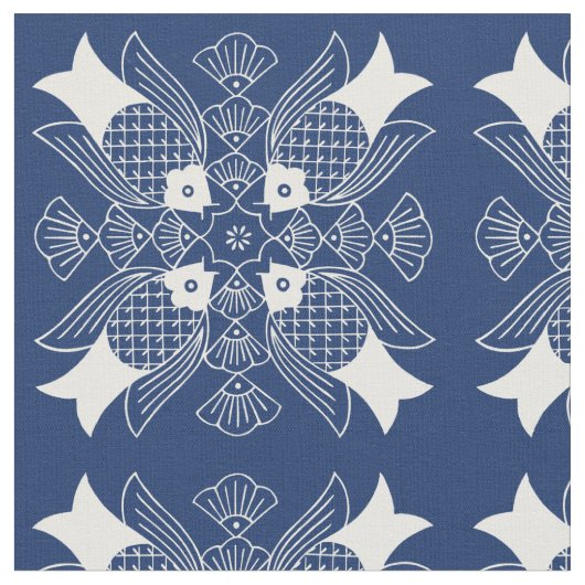 Unterwasserfischdesign mit blauem Hintergrund Stoff (Nahaufnahme)