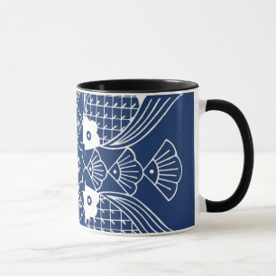 Unterwasserfischdesign mit blauem Hintergrund Tasse