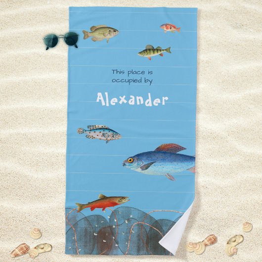 Unterwasserfische gestreift Moderne deinen Namen Strandtuch