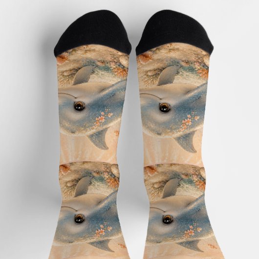 Unterwasserfreundschaft – Delfin und Seestern Socken (Oben)