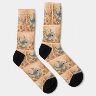 Unterwasserfreundschaft – Delfin und Seestern Socken