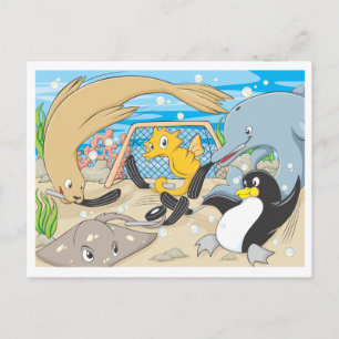 Unterwasserhockey von Tieren Postkarte