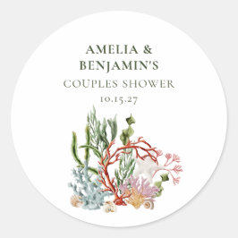 Unterwasserkorallen Muscheln Paare Dusche Runder Aufkleber