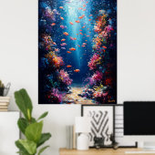 Unterwasserkorallenriff im Stil eines Impressionis Poster (Heimbüro)