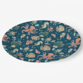 Unterwasserkreaturen auf blau pappteller (Schrägansicht)