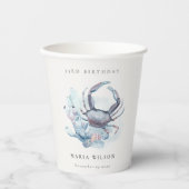 Unterwasserkrebskoralle, jedes Alter Geburtstag Pappbecher (Vorderseite)