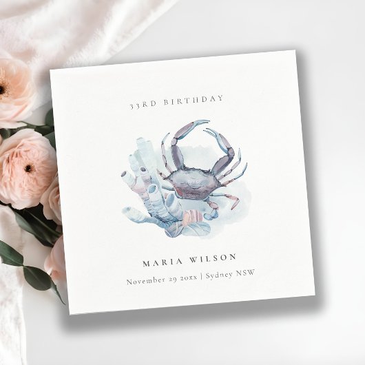 Unterwasserkrebskoralle, jedes Alter Geburtstag Serviette