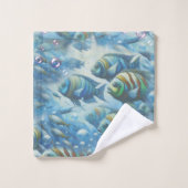 Unterwasserkunst von Fischen & Korallen in Acrylfa Badhandtuch Set (Waschlappen)