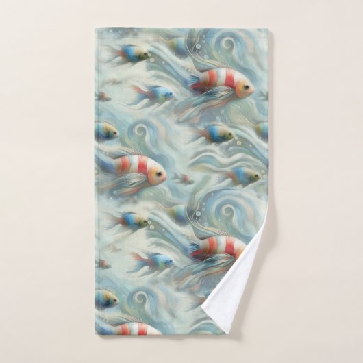 Unterwasserkunst von Fischen & Korallen in Acrylfa Badhandtuch Set (Handtuch)