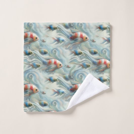 Unterwasserkunst von Fischen & Korallen in Acrylfa Badhandtuch Set (Waschlappen)