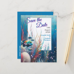 Unterwasserkunst von Fischen & Korallen in Acrylic Ankündigungspostkarte