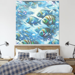 Unterwasserkunst von Fischen & Korallen in Acrylic Leinwanddruck