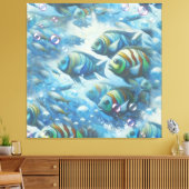 Unterwasserkunst von Fischen & Korallen in Acrylic Leinwanddruck (Insitu (Wohnzimmer))