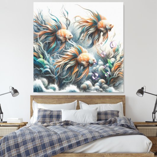 Unterwasserkunst von Fischen & Korallen in Acrylic Leinwanddruck (Insitu (Schlafzimmer))