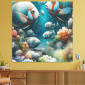 Unterwasserkunst von Fischen & Korallen in Acrylic Leinwanddruck (Insitu (Wohnzimmer))