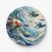 Unterwasserkunst von Fischen & Korallen in Acrylic Pappteller (Vorderseite)