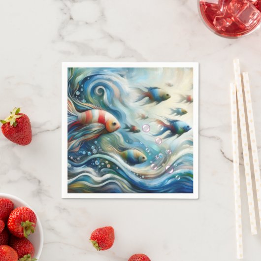 Unterwasserkunst von Fischen & Korallen in Acrylic Serviette (Beispiel)