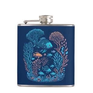Unterwasserlandschaft farbenfrohe Fische und Koral Flachmann