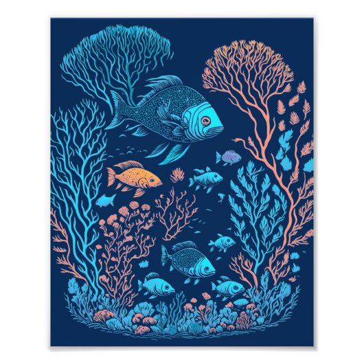 Unterwasserlandschaft farbenfrohe Fische und Koral Fotodruck (Vorne)