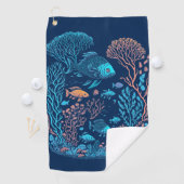 Unterwasserlandschaft farbenfrohe Fische und Koral Golfhandtuch (Insitu)