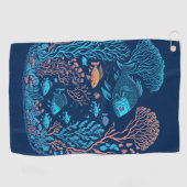 Unterwasserlandschaft farbenfrohe Fische und Koral Golfhandtuch (Horizontal)