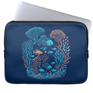 Unterwasserlandschaft farbenfrohe Fische und Koral Laptopschutzhülle