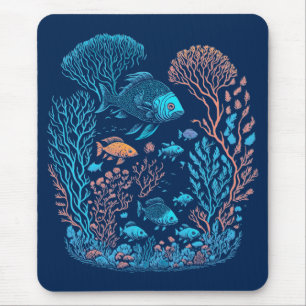 Unterwasserlandschaft farbenfrohe Fische und Koral Mousepad