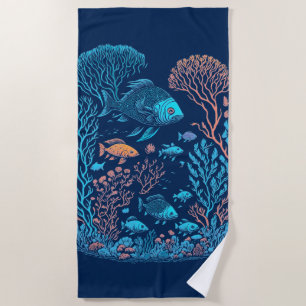 Unterwasserlandschaft farbenfrohe Fische und Koral Strandtuch