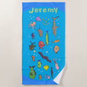 Unterwasserleben lustiger Cartoon Strandtuch (Vorderseite)