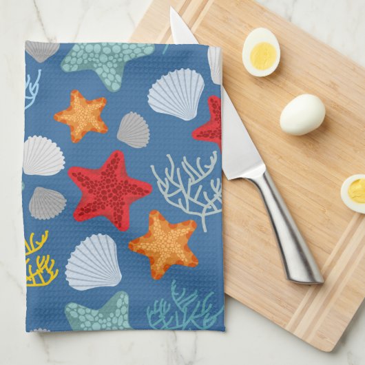 Unterwasserleben-Muster Geschirrtuch (Viertel Falte)