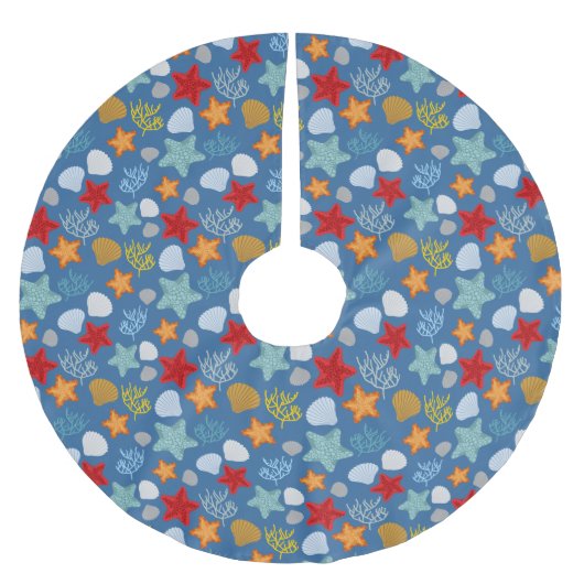 Unterwasserleben-Muster Polyester Weihnachtsbaumdecke (Vorderseite)