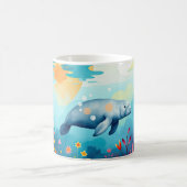 Unterwassermanatee und Blumenfantasie Kunst und Ku Kaffeetasse (Mittel)
