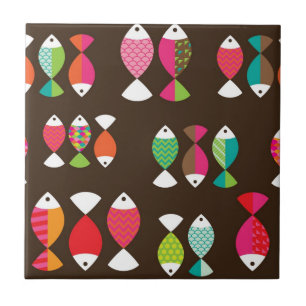 Unterwassermuster 2 der abstrakten retro Fische Fliese