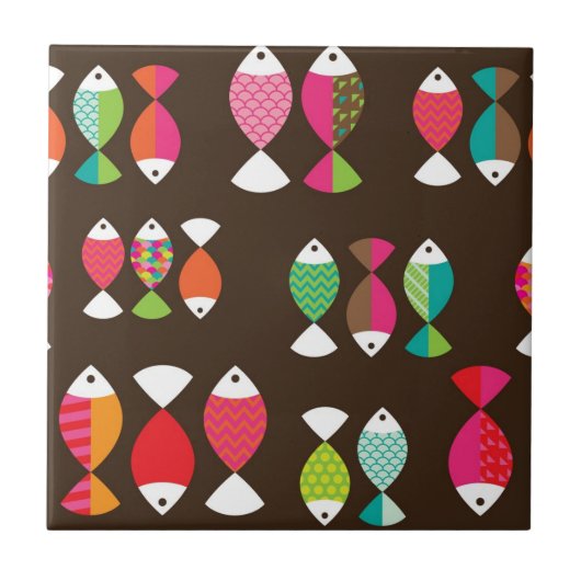 Unterwassermuster 2 der abstrakten retro Fische Fliese (Vorderseite)