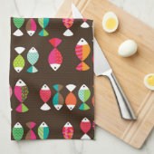 Unterwassermuster 2 der abstrakten retro Fische Geschirrtuch (Viertel Falte)