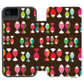 Unterwassermuster 2 der abstrakten retro Fische Incipio iPhone Geldbeutel-Hülle (Folio Geöffnet)