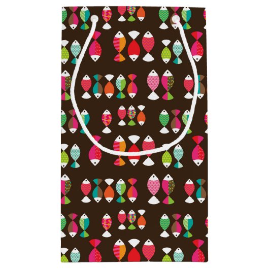 Unterwassermuster 2 der abstrakten retro Fische Kleine Geschenktüte (Rückseite)