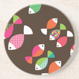 Unterwassermuster 2 der abstrakten retro Fische Sandstein Untersetzer