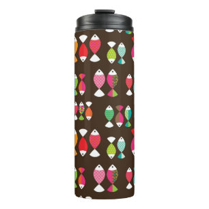 Unterwassermuster 2 der abstrakten retro Fische Thermosbecher