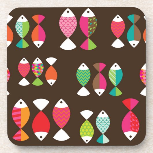 Unterwassermuster 2 der abstrakten retro Fische Untersetzer (Vorderseite)